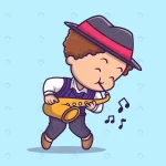 cute boy playing saxophone cartoon vector icon il crc79502ebe size1.64mb - title:Home - اورچین فایل - format: - sku: - keywords:وکتور,موکاپ,افکت متنی,پروژه افترافکت p_id:63922