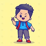 cute boy with peace sign cartoon vector icon illu crc8e257503 size1.14mb - title:Home - اورچین فایل - format: - sku: - keywords:وکتور,موکاپ,افکت متنی,پروژه افترافکت p_id:63922