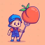cute boy with peach fruit cartoon vector icon ill crc9c2413be size1.24mb - title:Home - اورچین فایل - format: - sku: - keywords:وکتور,موکاپ,افکت متنی,پروژه افترافکت p_id:63922