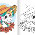 - cute cartoon unicorn with summer hat black white crc432c1a90 size5.96mb - Home