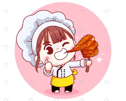 cute chef with grilled skewered milk pork th 1 - title:graphic home - اورچین فایل - format: - sku: - keywords: p_id:353984