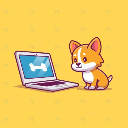cute dog with laptop cartoon icon illustration ani rnd521 frp8882502 - title:graphic home - اورچین فایل - format: - sku: - keywords: p_id:353984