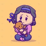 - cute girl hug teddy bear cartoon vector icon illu crc5026c9c2 size1.24mb - Home