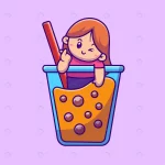- cute girl loving bubble tea cartoon vector icon i crc1e37ceac size1.51mb - Home