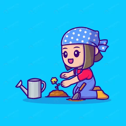 cute girl planting crops cartoon icon illustratio crc77d69a88 size0.72mb - title:graphic home - اورچین فایل - format: - sku: - keywords: p_id:353984