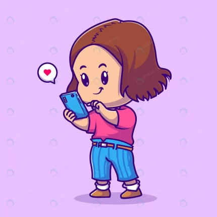 cute girl playing smartphone cartoon vector icon crc42c9e120 size1.12mb - title:graphic home - اورچین فایل - format: - sku: - keywords: p_id:353984