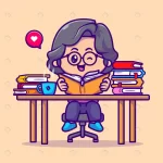 cute girl reading book cartoon vector icon illust crcbc07077c size1.90mb - title:Home - اورچین فایل - format: - sku: - keywords:وکتور,موکاپ,افکت متنی,پروژه افترافکت p_id:63922