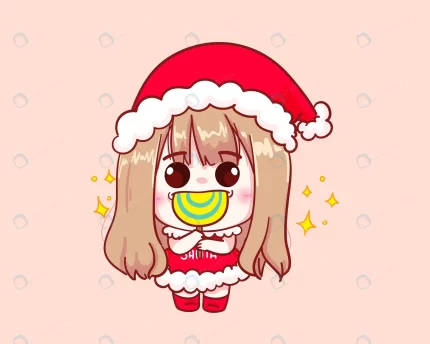 cute girl santa claus costume lollipop illustrati crcf1875c25 size2.3mb - title:graphic home - اورچین فایل - format: - sku: - keywords: p_id:353984