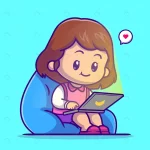 cute girl sitting playing laptop cartoon vector i crc18875a25 size6.42mb - title:Home - اورچین فایل - format: - sku: - keywords:وکتور,موکاپ,افکت متنی,پروژه افترافکت p_id:63922