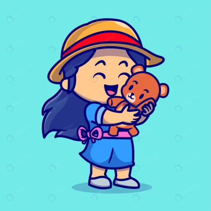 cute girl with teddy bear doll cartoon vector ico crc75df898b size1.80mb - title:graphic home - اورچین فایل - format: - sku: - keywords: p_id:353984