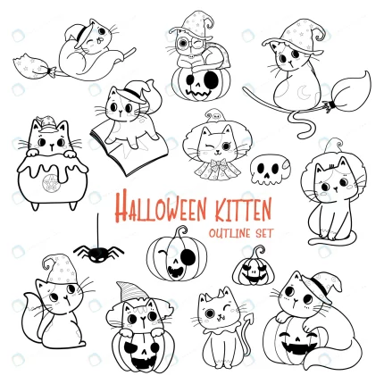 cute halloween cat cartoon outline doodle set vec crc8e95bfa6 size5.24mb 1 - title:graphic home - اورچین فایل - format: - sku: - keywords: p_id:353984
