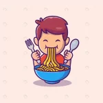 - cute kid eat ramen noodle cartoon icon illustrati crc181ebb90 size0.71mb - Home