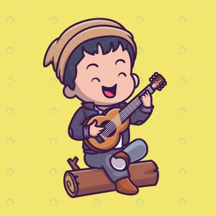 cute man playing guitar forest cartoon vector ico crcd902e040 size1.25mb - title:graphic home - اورچین فایل - format: - sku: - keywords: p_id:353984