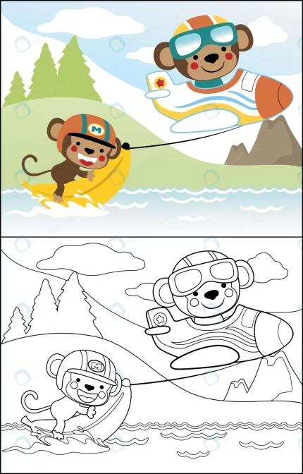 cute monkeys cartoon playing banana boat crc7b61e9cf size1.47mb - title:graphic home - اورچین فایل - format: - sku: - keywords: p_id:353984