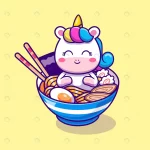 - cute unicorn ramen bowl cartoon vector icon illus crc383c3311 size2.15mb - Home