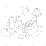 dad reading kid bedtime fairytale line vector crc617e5f1b size1.76mb 1 - title:Home - اورچین فایل - format: - sku: - keywords:وکتور,موکاپ,افکت متنی,پروژه افترافکت p_id:63922