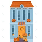 decorated autumn house vector illustration card po rnd759 frp29086761 - title:Home - اورچین فایل - format: - sku: - keywords:وکتور,موکاپ,افکت متنی,پروژه افترافکت p_id:63922