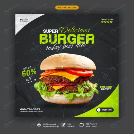 delicious burger food menu social media banner tem rnd895 frp22639132 - title:graphic home - اورچین فایل - format: - sku: - keywords: p_id:353984