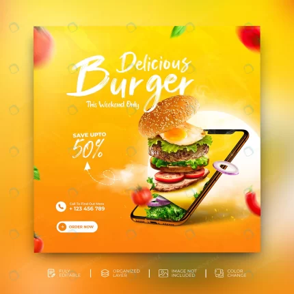 delicious burger food menu social media promotion crc99d32141 size5.15mb - title:graphic home - اورچین فایل - format: - sku: - keywords: p_id:353984
