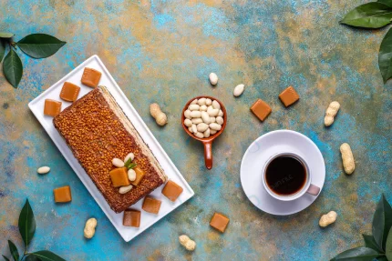 delicious caramel peanut cake with peanuts carame crcf1efa0c1 size4.92mb 6240x4160 - title:graphic home - اورچین فایل - format: - sku: - keywords: p_id:353984