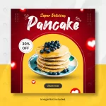 delicious pancake instagram post banner template. crc4287469d size2.49mb - title:Home - اورچین فایل - format: - sku: - keywords:وکتور,موکاپ,افکت متنی,پروژه افترافکت p_id:63922