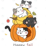 - draw funny cats pumpkin autumn fall concept rnd115 frp30697396 - Home
