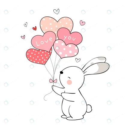 draw rabbit holding balloon valentine s day crc6154881e size797 - title:graphic home - اورچین فایل - format: - sku: - keywords: p_id:353984