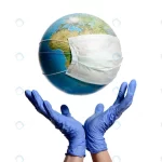 earth globe with protective mask hands with glove crc1472c6cc size5.35mb 7090x4732 - title:Home - اورچین فایل - format: - sku: - keywords:وکتور,موکاپ,افکت متنی,پروژه افترافکت p_id:63922