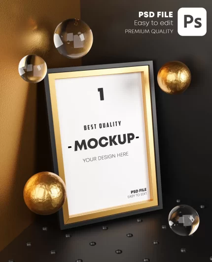 elegant mock up poster gold frame template corner crca602f9d0 size41.16mb - title:graphic home - اورچین فایل - format: - sku: - keywords: p_id:353984