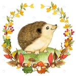 elegant watercolor hedgehog fall woodland wreath rnd346 frp9451654 - title:Home - اورچین فایل - format: - sku: - keywords:وکتور,موکاپ,افکت متنی,پروژه افترافکت p_id:63922