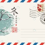 envelope with japanese postage stamp rnd505 frp31527780 - title:Home - اورچین فایل - format: - sku: - keywords:وکتور,موکاپ,افکت متنی,پروژه افترافکت p_id:63922