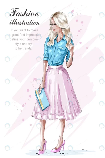 fashion blonde girl pink skirt illustration crc2959b8e6 size4.08mb - title:graphic home - اورچین فایل - format: - sku: - keywords: p_id:353984