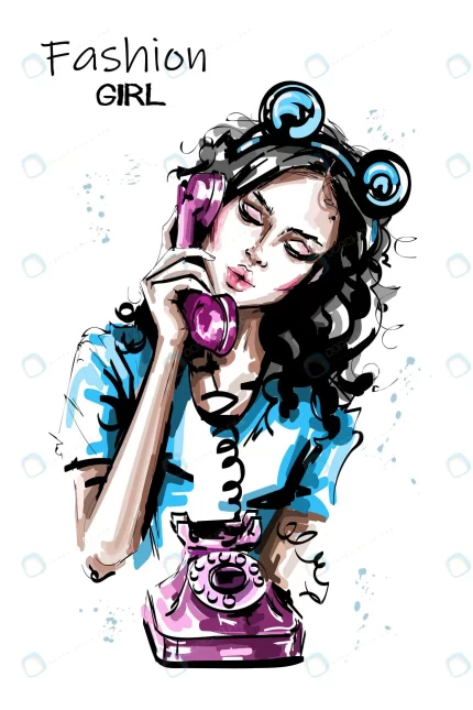 fashion girl with telephone crc24937355 size4.50mb - title:graphic home - اورچین فایل - format: - sku: - keywords: p_id:353984