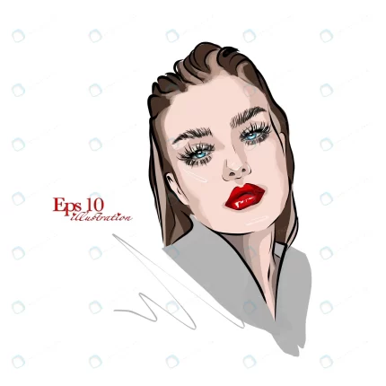 fashion style sketch woman face with bright red l crc6487b055 size1.71mb - title:graphic home - اورچین فایل - format: - sku: - keywords: p_id:353984