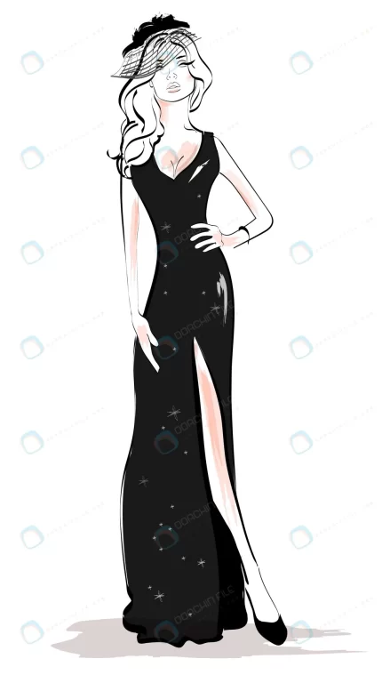 fashion woman black dress illustration crc07c540aa size1.22mb - title:graphic home - اورچین فایل - format: - sku: - keywords: p_id:353984