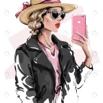 fashion woman hat making selfie crc65601ecb size4.59mb - title:Home - اورچین فایل - format: - sku: - keywords:وکتور,موکاپ,افکت متنی,پروژه افترافکت p_id:63922