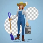 - female gardener holding shovel bucket 3d characte crc76e165da size11.98mb 1 - Home