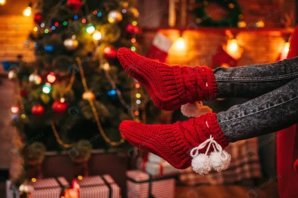 female person feet merry red socks christmas tree crc8897c182 size18.92mb 6016x4016 - title:graphic home - اورچین فایل - format: - sku: - keywords: p_id:353984