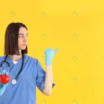 - female trainee nurse with heart yellow background crc3234ab76 size7.91mb 6720x4480 - Home