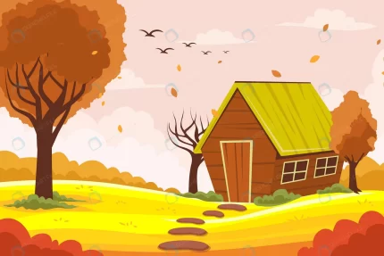 flat design autumn view with house rnd639 frp20022819 - title:graphic home - اورچین فایل - format: - sku: - keywords: p_id:353984
