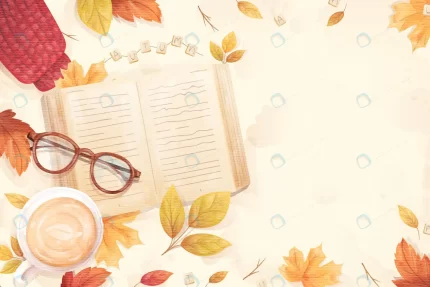 flat design autumnal background with book glasses crc3233b62f size15.80mb - title:graphic home - اورچین فایل - format: - sku: - keywords: p_id:353984
