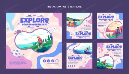 flat design travel instagram posts template rnd282 frp19535127 - title:graphic home - اورچین فایل - format: - sku: - keywords: p_id:353984