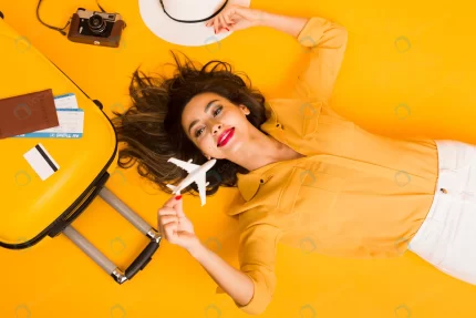 flat lay woman surrounded by travel essentials rnd248 frp6863219 - title:graphic home - اورچین فایل - format: - sku: - keywords: p_id:353984