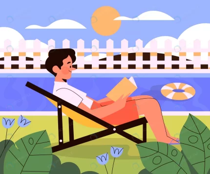 flat summer reading books illustration with man s crc97e47daf size1.05mb - title:graphic home - اورچین فایل - format: - sku: - keywords: p_id:353984