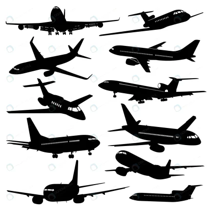 flight aviation icons airplane black silhouettes. crc7032d440 size0.98mb - title:graphic home - اورچین فایل - format: - sku: - keywords: p_id:353984