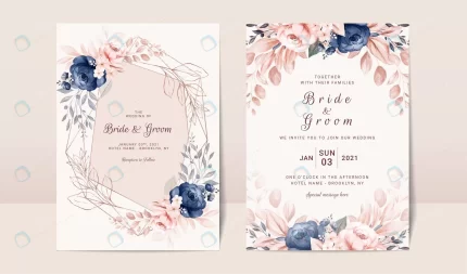 floral wedding invitation template set with navy crc0d0937e9 size18.93mb - title:graphic home - اورچین فایل - format: - sku: - keywords: p_id:353984