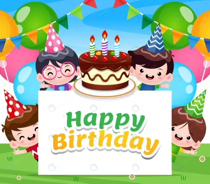 four children happy birthday with cake banner crcf32d6dcb size5.17mb - title:graphic home - اورچین فایل - format: - sku: - keywords: p_id:353984