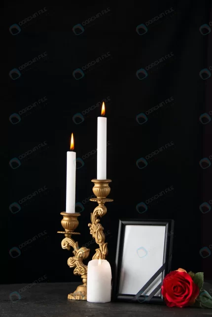 front view burning candles with picture frame dar crc7ef56a67 size8.63mb 3737x5600 - title:graphic home - اورچین فایل - format: - sku: - keywords: p_id:353984