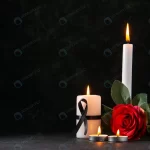 front view burning candles with red flower dark s crcc8c0cc78 size10.19mb 5600x3737 - title:Home - اورچین فایل - format: - sku: - keywords:وکتور,موکاپ,افکت متنی,پروژه افترافکت p_id:63922