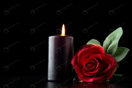 front view dark candle with red rose dark surface crcd62a3a11 size8.02mb 5600x3737 - title:graphic home - اورچین فایل - format: - sku: - keywords: p_id:353984